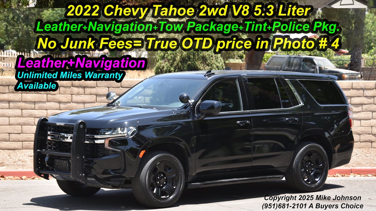 Chevrolet Tahoe 2022 года выпуска с кожаным салоном и навигацией через Apple Carplay. Внедорожник...