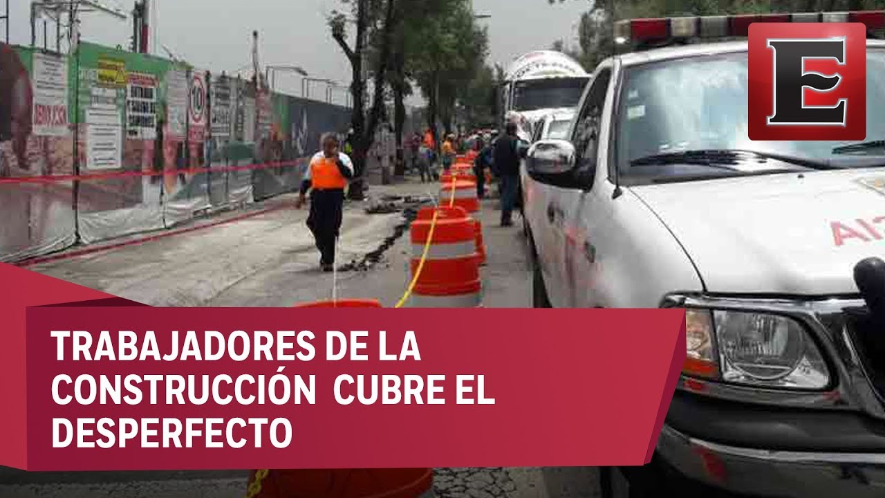 Aparece grieta a un costado de obra en Calzada Acoxpa