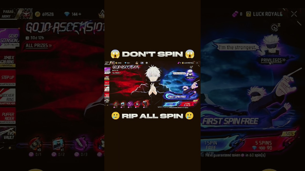Gojo Ascension 🥶 Rip All Spins 🥲 Don't Spin 