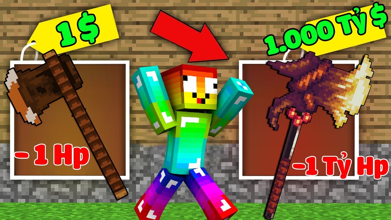 MINI GAME : CUỘC THI SỞ HỮU RÌU MẠNH VIP NHẤT ** NOOB NÂNG CẤP RÌU 1 TỶ ĐÔ MINECRAFT ??