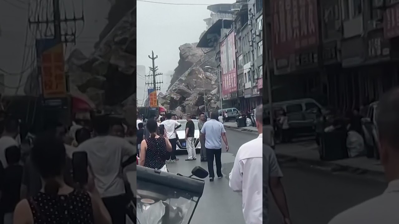 Moment Massive Landslide Buries Chinese Homes as Residents Run for Their Lives #shorts