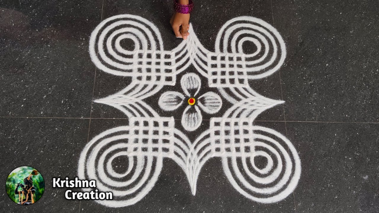 Margazhi madham special kolam | Easy padi kolam design with 4*4 dot | Dhanurmasam muggulu |Rangoli