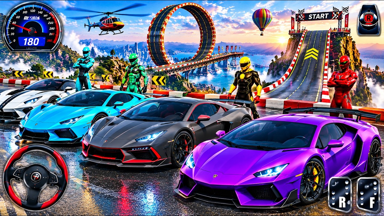 Super Hero Mega Ramp Car Racing Gameplay | Android Game