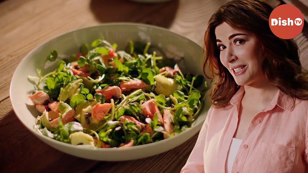 Salmon, Avocado, Watercress & Pumpkin Seed Salad | Simply Nigella