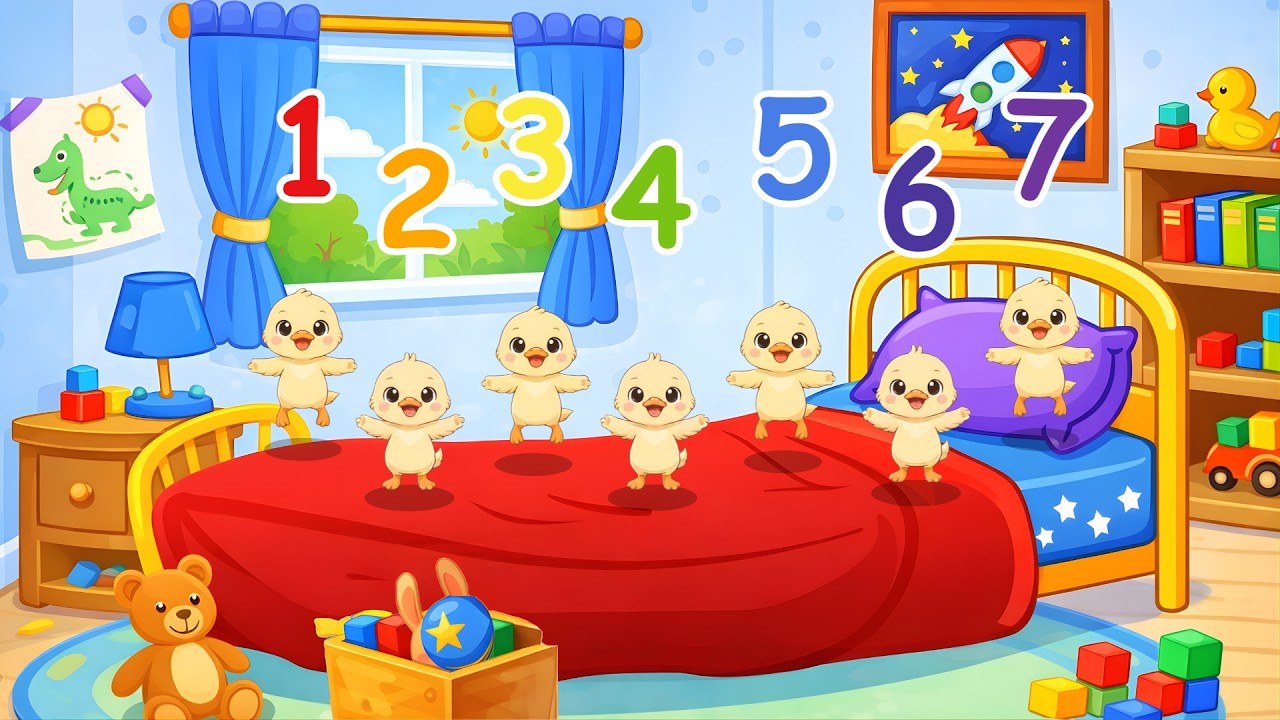 7 Little Ducks on the Bed 🛏️ | Fun Counting Song for Kids (1–7) | Chibi Art