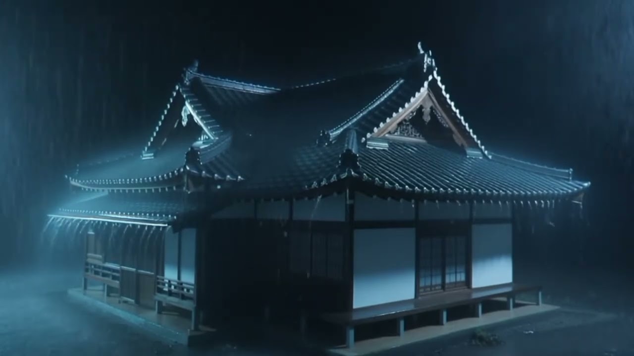 Midnight Rain at a Japanese Temple 🌧️ Calm Night Ambience for Sleep, Focus & Peace