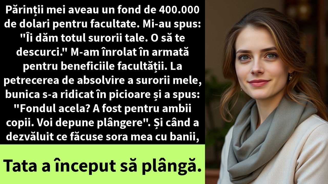 Părinții mei aveau un fond de 400.000 de dolari pentru facultate. Mi-au spus: