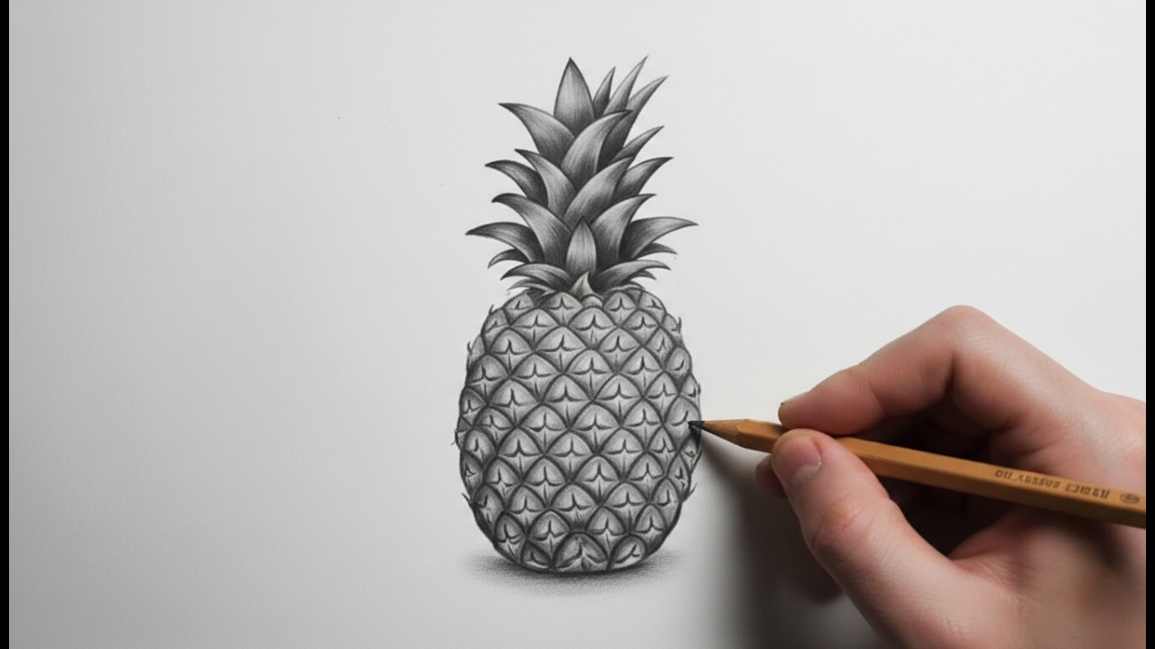 How to Draw a Realistic Pineapple | Step-by-Step Texture & Shading Tutorial