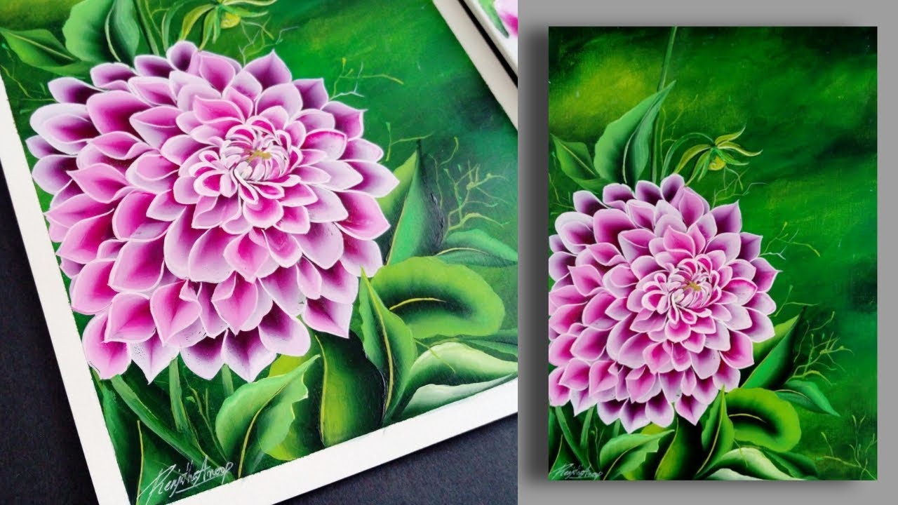 Easy & Satisfying Acrylic Painting Demonstration - Floral Painting - Dahlia - Day #7