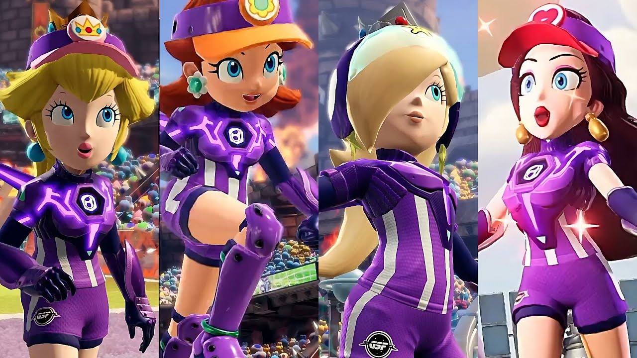 Mario Strikers Battle League Peach Daisy Rosalina and Pauline Gameplay