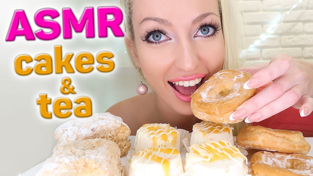 ASMR Cake and Tea 🍰Crepe Cake (LEMON TEA, CHOCOLATE, COOKIES, CREAM CAKE) ASMR Sticky Eating Sounds