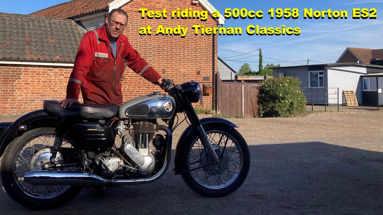 Test riding a 1958 Norton ES2 500cc at Andy Tiernans #09146NRT