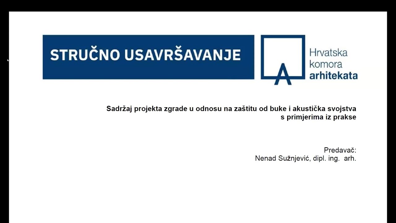 Webinar - Akustika u zgradarstvu - Nenad Sužnjević