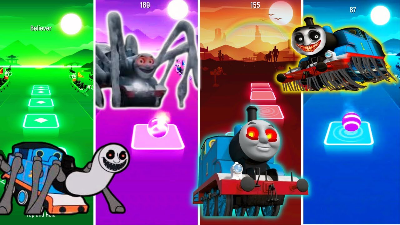 Cursed Thomas vs Spider thomas vs Thomas exe vs Scary thomas Tiles edm rush