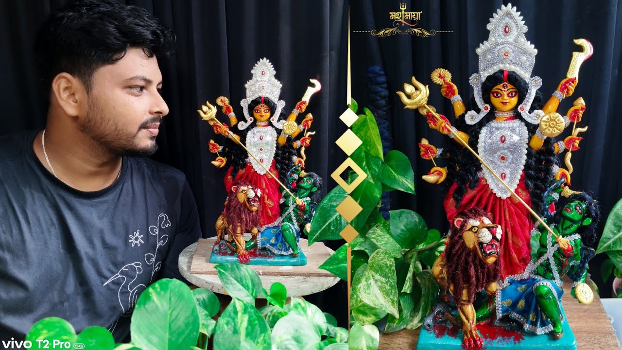 Small Durga idol colour part(2)🌺/How to make small durga idol at home/&lrm;⁨@ManasMahamayArt⁩&nbsp; 