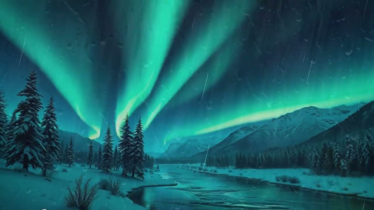 🌧️ Rain Sounds for Sleeping No Ads + White Noise + Northern + Light + Relaxing Rain Sound Effect 🌿 💤