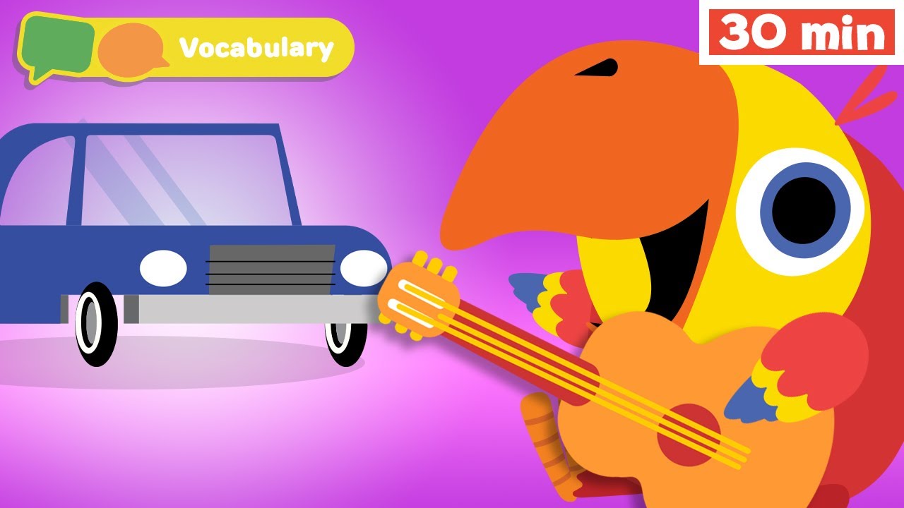 First Words with Larry | Sensory Stimulation for Babies | Vehicles & Music for Kids | Vocabularry