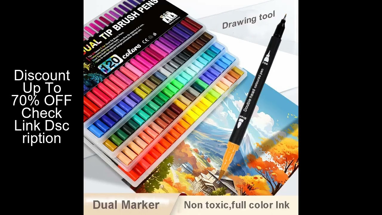 12-168 Colors Dual Brush Pens Art Markers, Fineline/Brush Tip  for Adult /children Coloring Letterin