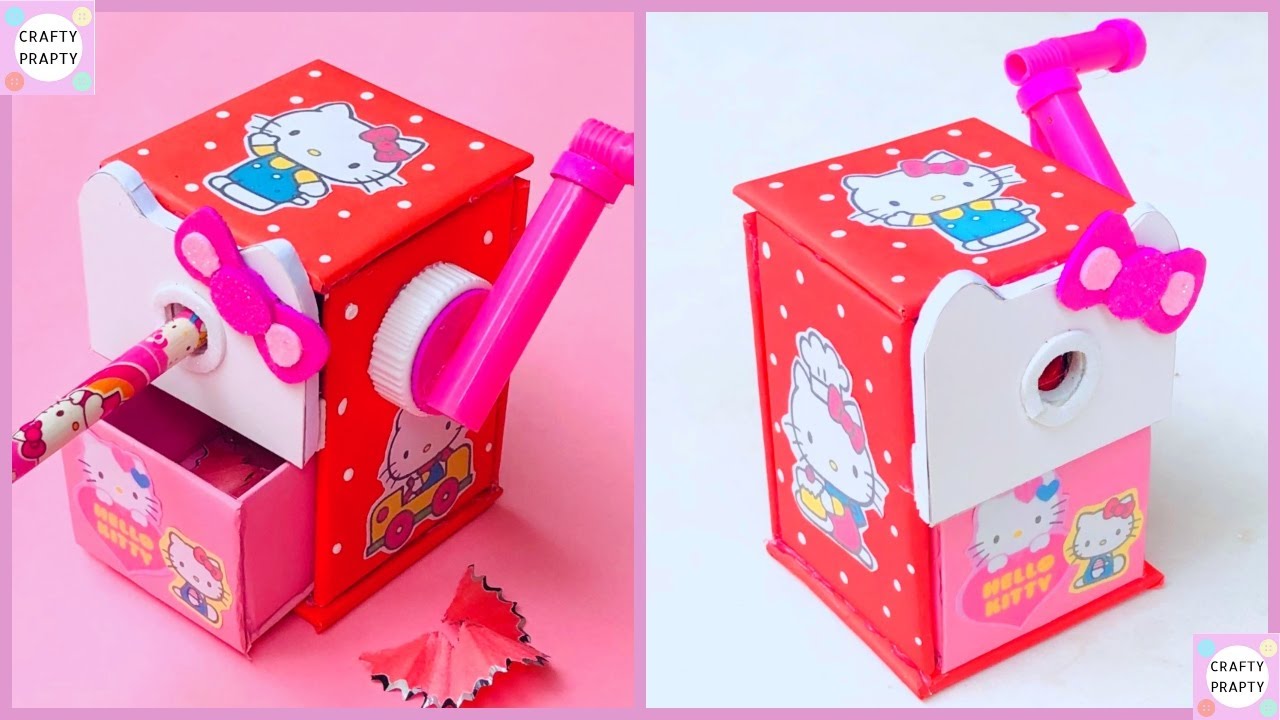 How to make Hello kitty Pencil Sharpener With Paper/Hello Kitty Stationery/ Back To School Supplies