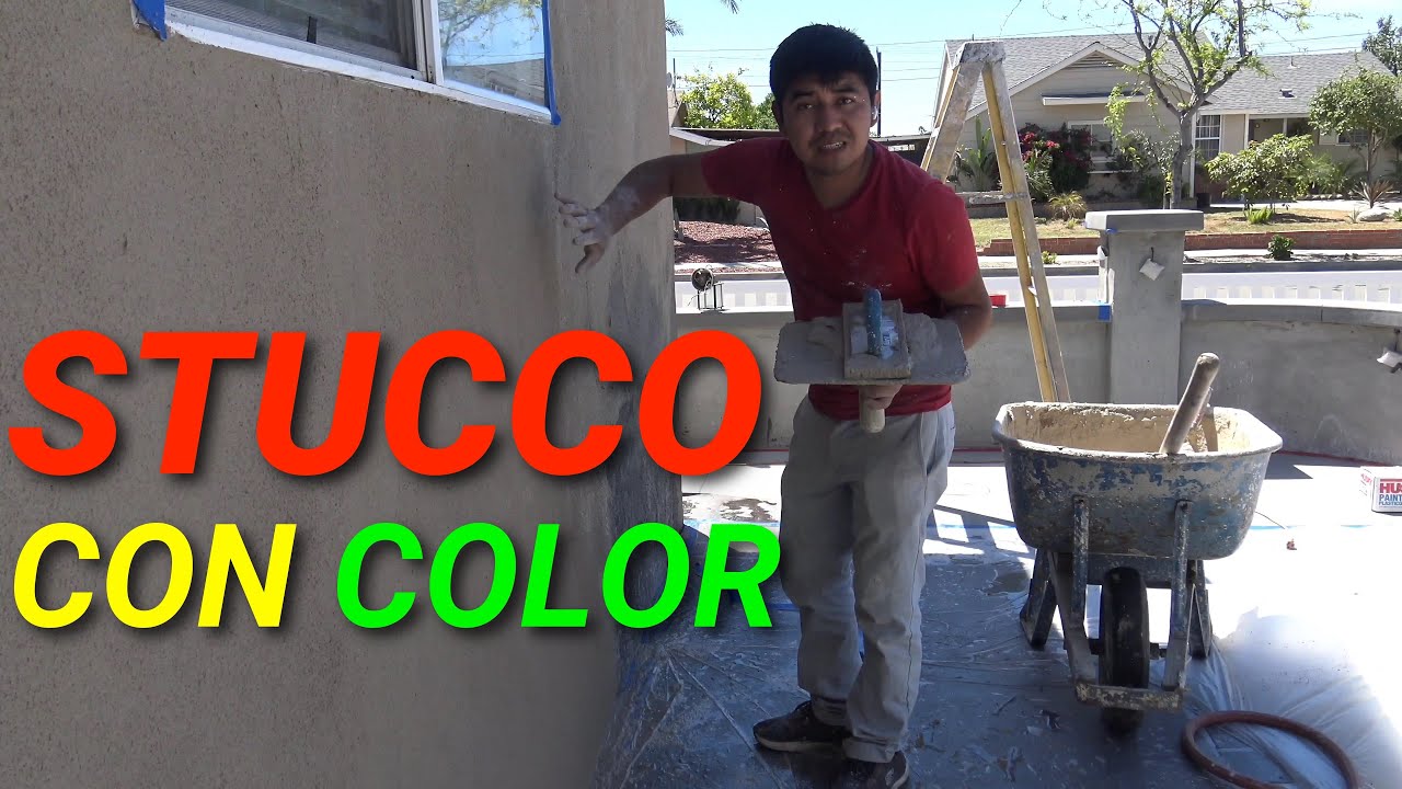 Como poner stucco con color cemento y estaco 2 capas en pared y barda