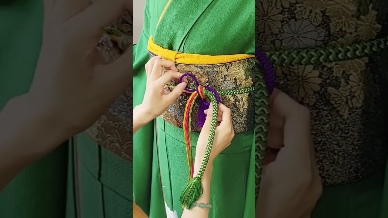 【振袖着付け 帯締め】花🌸花🌸お花🌸 帯締めアレンジ #shorts #着物 #帯結び