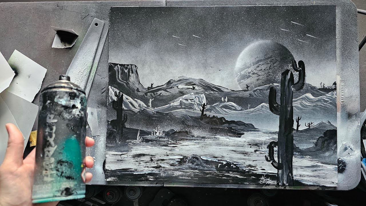 Black and White Oasis Spray Paint Art Tutorial | Yip Yap Class