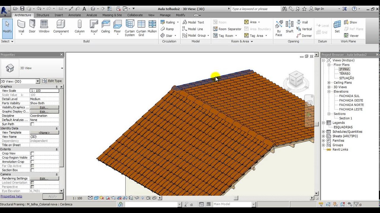 Como criar Telhado cerâmico no Revit