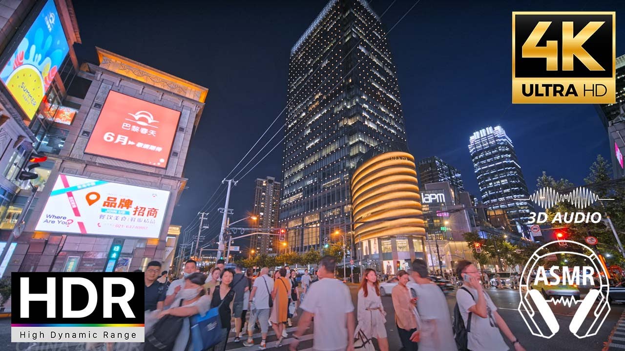 4KHDR | ShangHai Walk | Night Walk Shanghai Huaihai road | Shaanxi south road | #ASMR 2021