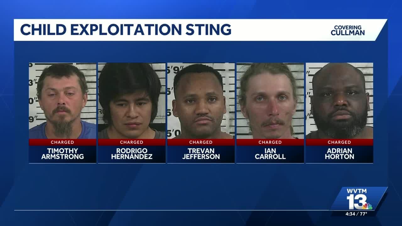 Five arrested in central Alabama child exploitation sting