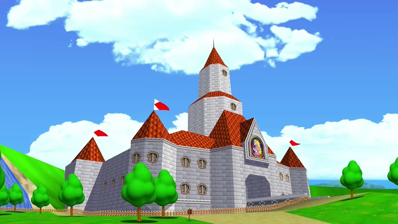 Super Mario 64 | Peach's Castle Grounds | ASMR / Sleep aid relaxing ambience | Nintendo 64 [1 hour]