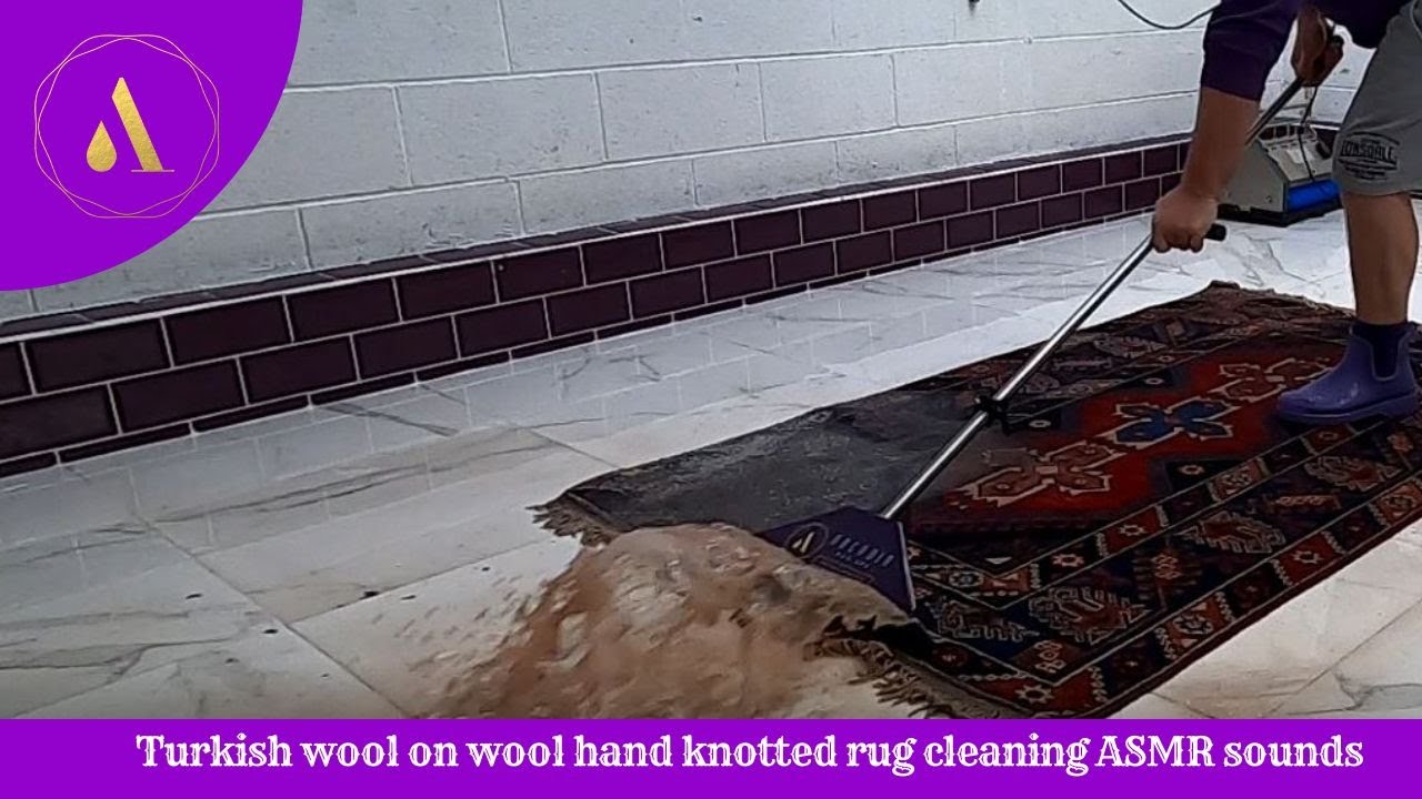 Turkish wool on wool hand knotted rug  cleaning carpet cleaning ASMR
