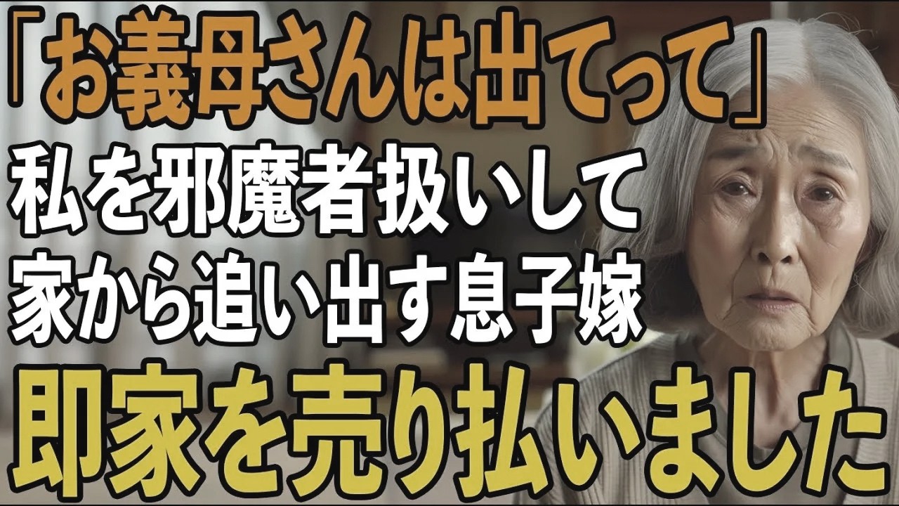 「もうお義母さんの顔を見たくない」いつも私を”邪魔者扱い”して家から追い出そうとする息子嫁→お望み通り、家を売却して息子夫婦の願いを叶えてあげました。【シニアライフ】【60代以上の方へ】