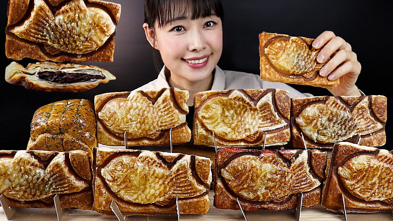 바삭소리 주의📣 크로와상 붕어빵 먹방 |Croissant Fish-shaped bread MUKBANG ASMR | Desserts Eating show