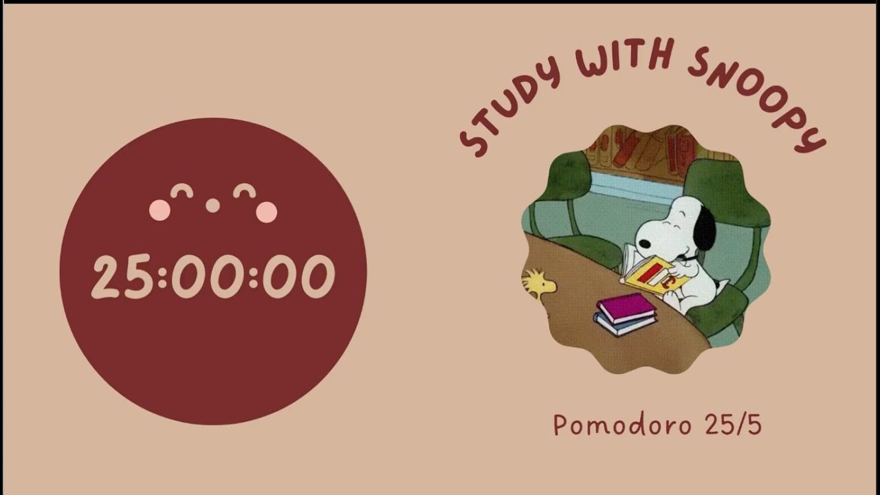 Study with Snoopy 25/5 Pomodoro Timer Edition ──★ ˙ ̟੯‧̀͡⬮ !!