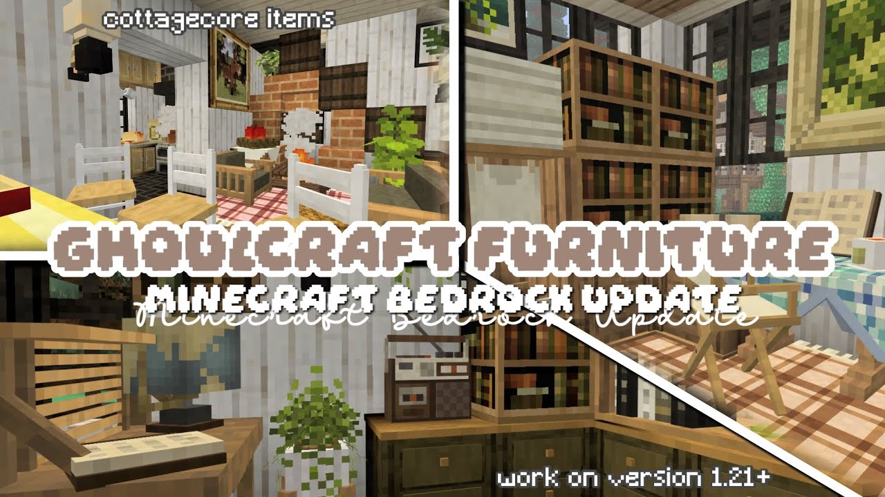 BEST AESTHETIC COTTAGECORE ADDON GHOULCRAFT FURNITURE UPDATE 1.21 🧺 MINECRAFT BEDROCK/MCPE