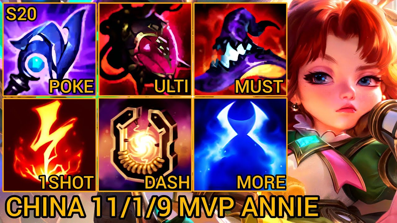 Annie MVP Mid Lane S Rating 11/1/9 - China Wild Rift New Meta Build & Runes By Tiarty