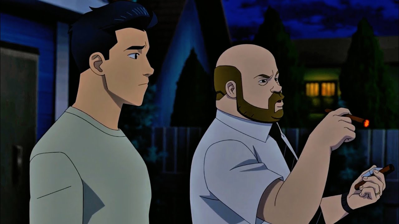 Mark talks to Eve&rsquo;s dad Adam | S4E1 | Invincible