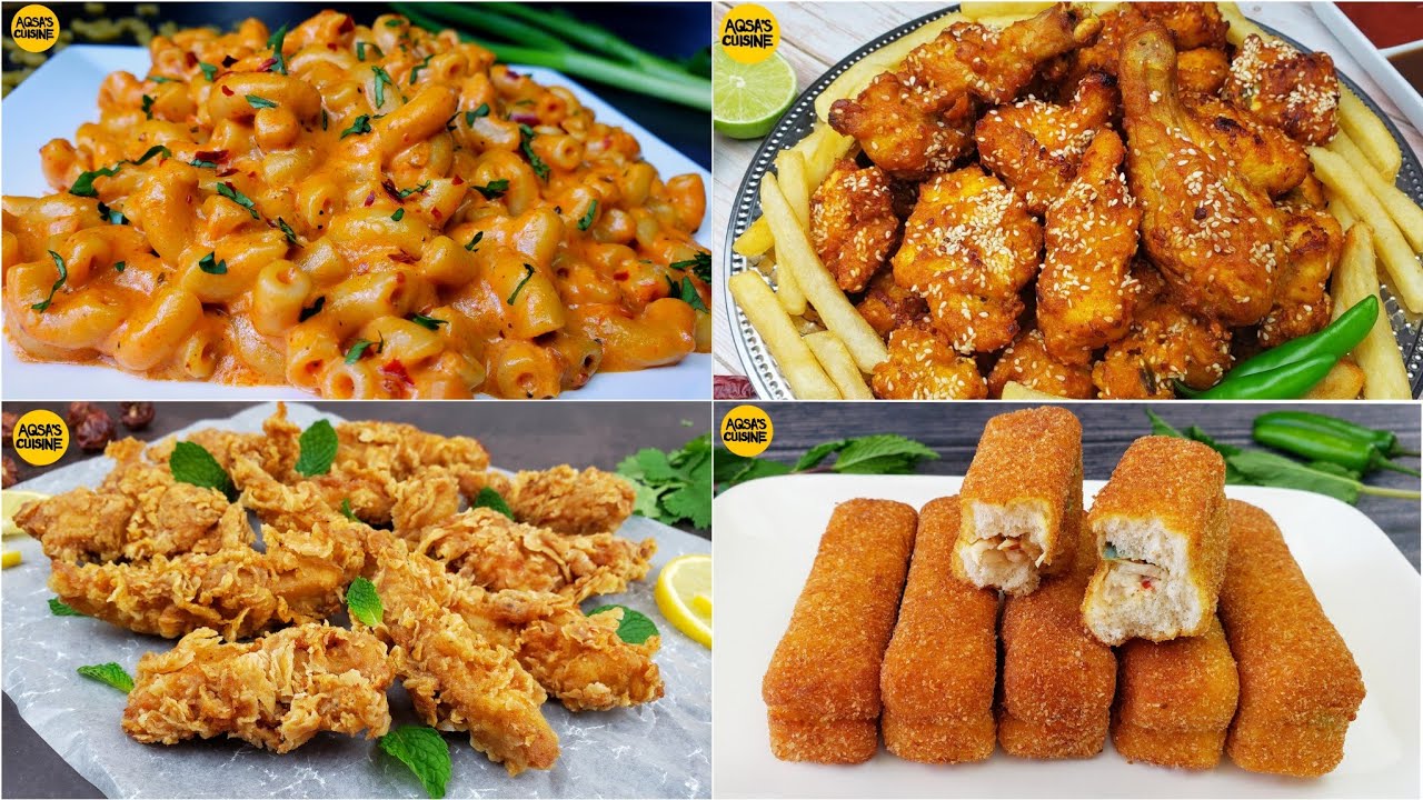 5 Unique Iftar Snacks Ramadan Special Recipes By Aqsa's Cuisine Shawarma, Fried Chicken, Spicy Pasta