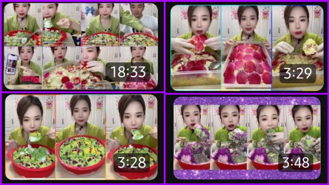 Squeaky Shaved Buckwheat Ice Eating with Matcha Powder and Live Eating