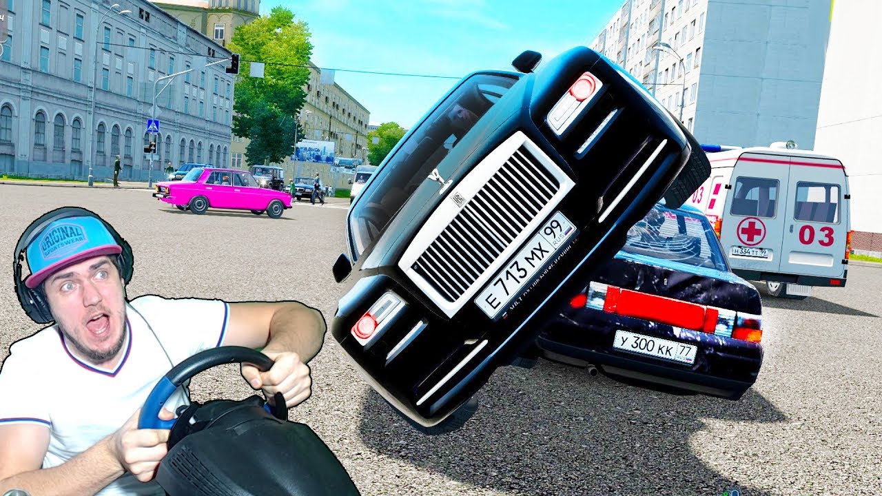 КОГДА ТАКСИСТ НА РОЛСС РОЙС - РЕАКЦИЯ ПАССАЖИРА - CITY CAR DRIVING + РУЛЬ
