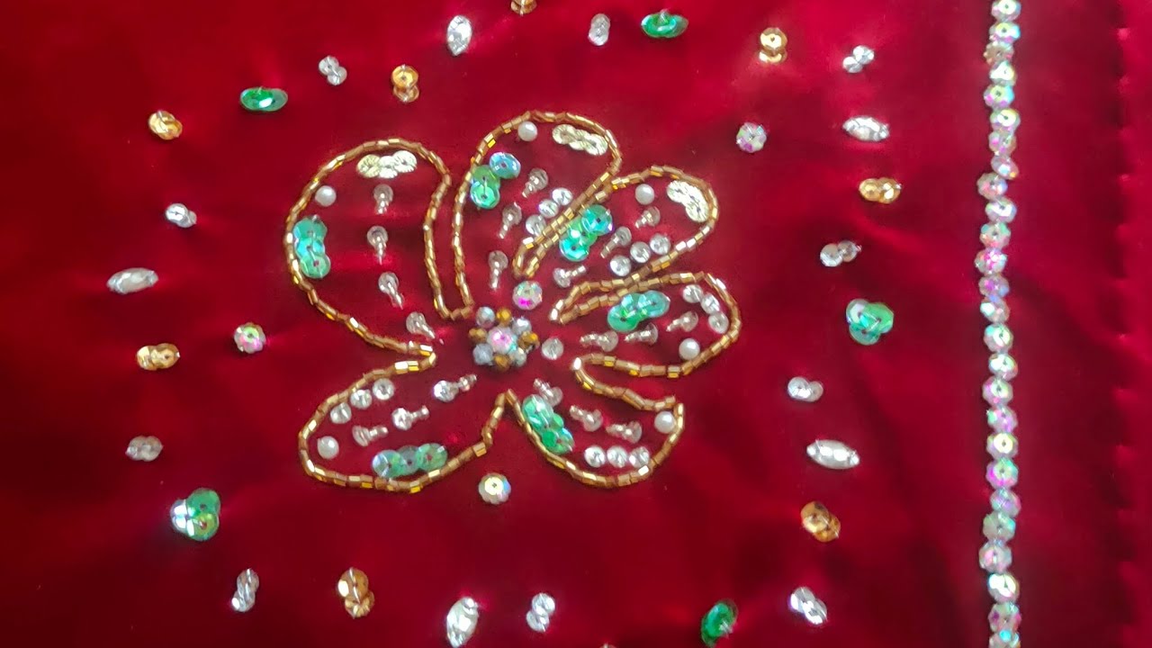 Muse work on valvet kurti beaded embroidery Part 2