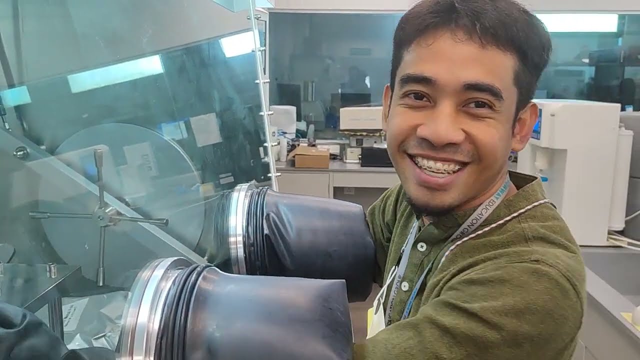 Glove box demonstration for coin cell fabrication.