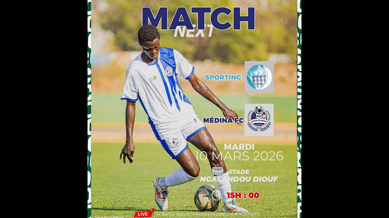 🛑DIRECT: MATCH CHAMPIONNAT REGIONAL JUNIOR - MEDINA FC Vs SFC