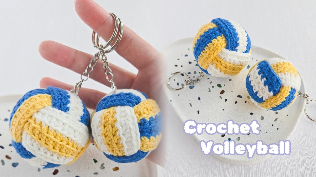 排球鉤針教學 鑰匙圈 How to crochet a volleyball keychain