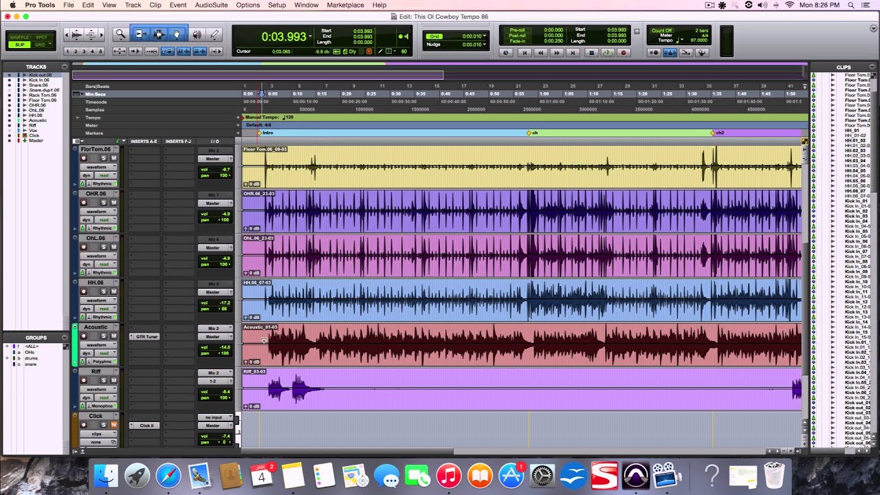 Elastic Audio in Protools: Tempo change