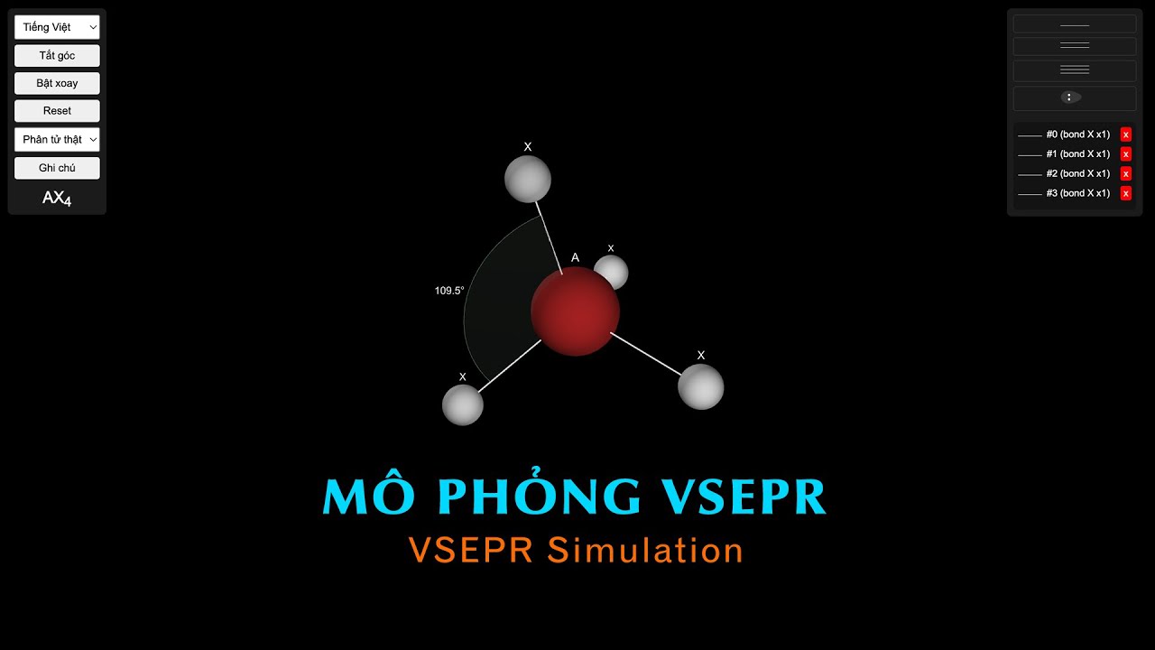 Ứng dụng mô phỏng VSEPR dạng 3D. 3D VSEPR Simulator [AI-generated code] - V2