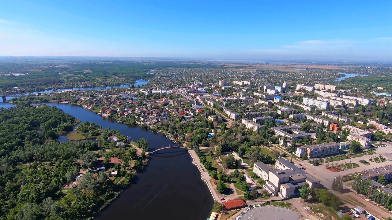 Полет над Новомосковском и окрестностями - река Самара, плавни, лес, турбазы