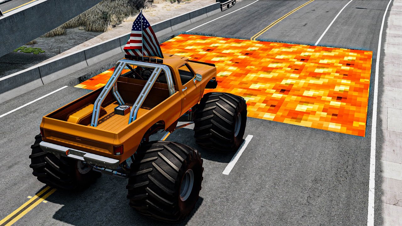 Cars vs Lava Pit – BeamNG.Drive