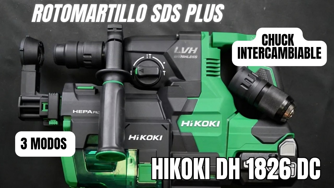 Rotomartillo SDS PLUS Hikoki DH 1826DC con Sistema de extracción de polvo