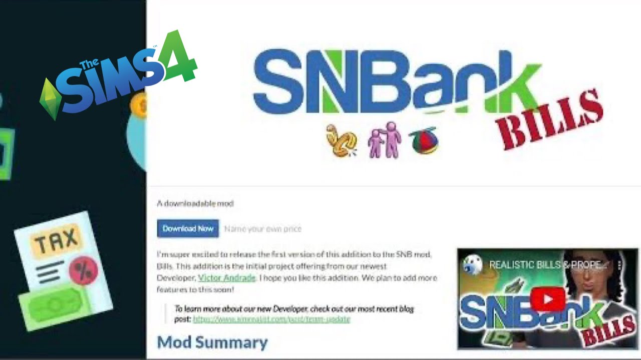 How To Download SNB Bank & Bills Mod | Bank Accounts, Direct Deposit, Loans And More | The Sims 4